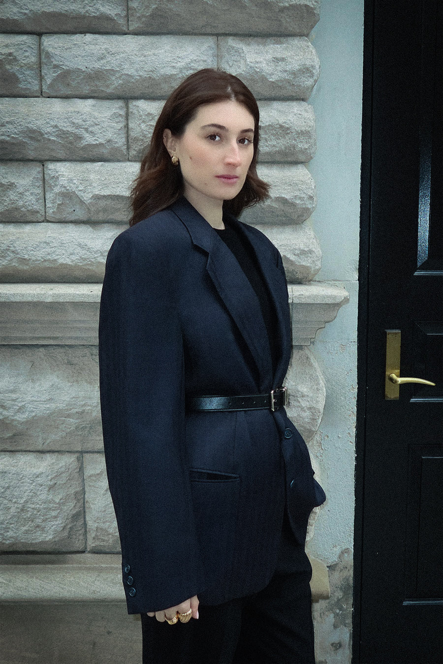 Valentino Charcoal Shadow Stripped Wool Jacket - 1989