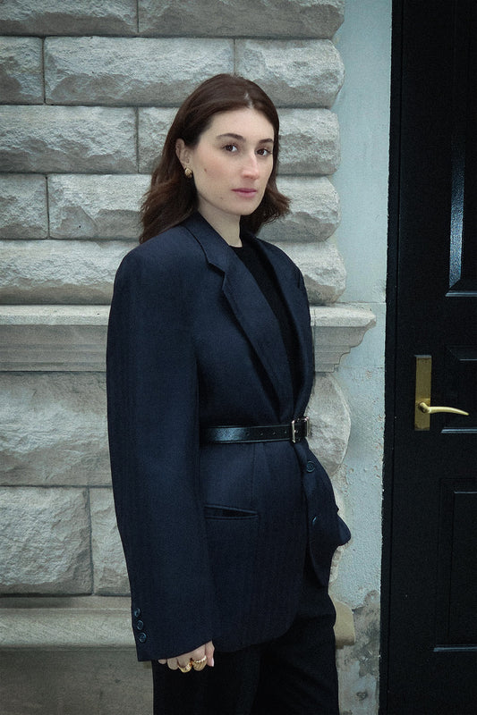 Valentino Charcoal Shadow Stripped Wool Jacket - 1989