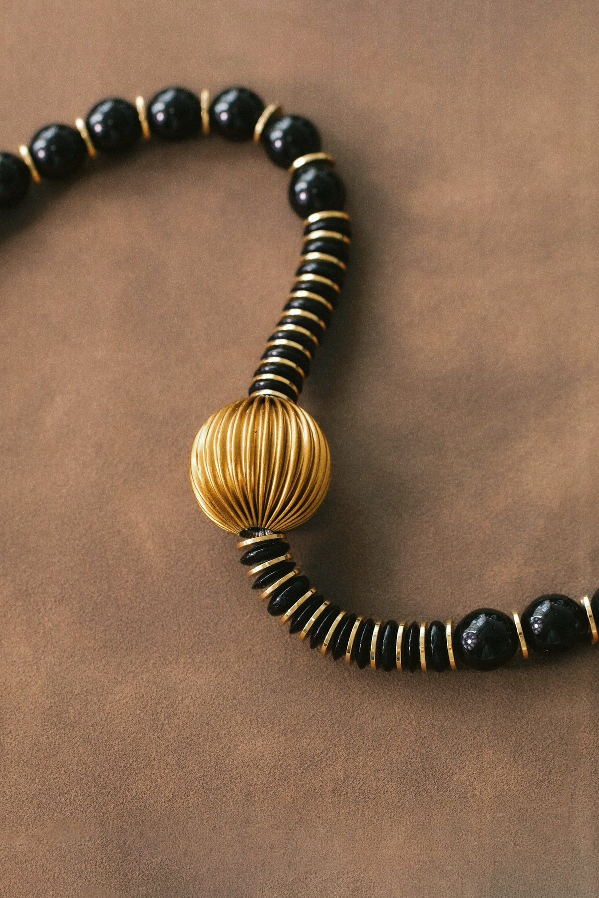 Vintage Yves Saint Laurent Rive Gauche YSL Onyx Bead Choker Necklace, 1980s
