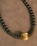 Vintage Yves Saint Laurent Rive Gauche YSL Onyx Bead Choker Necklace, 1980s