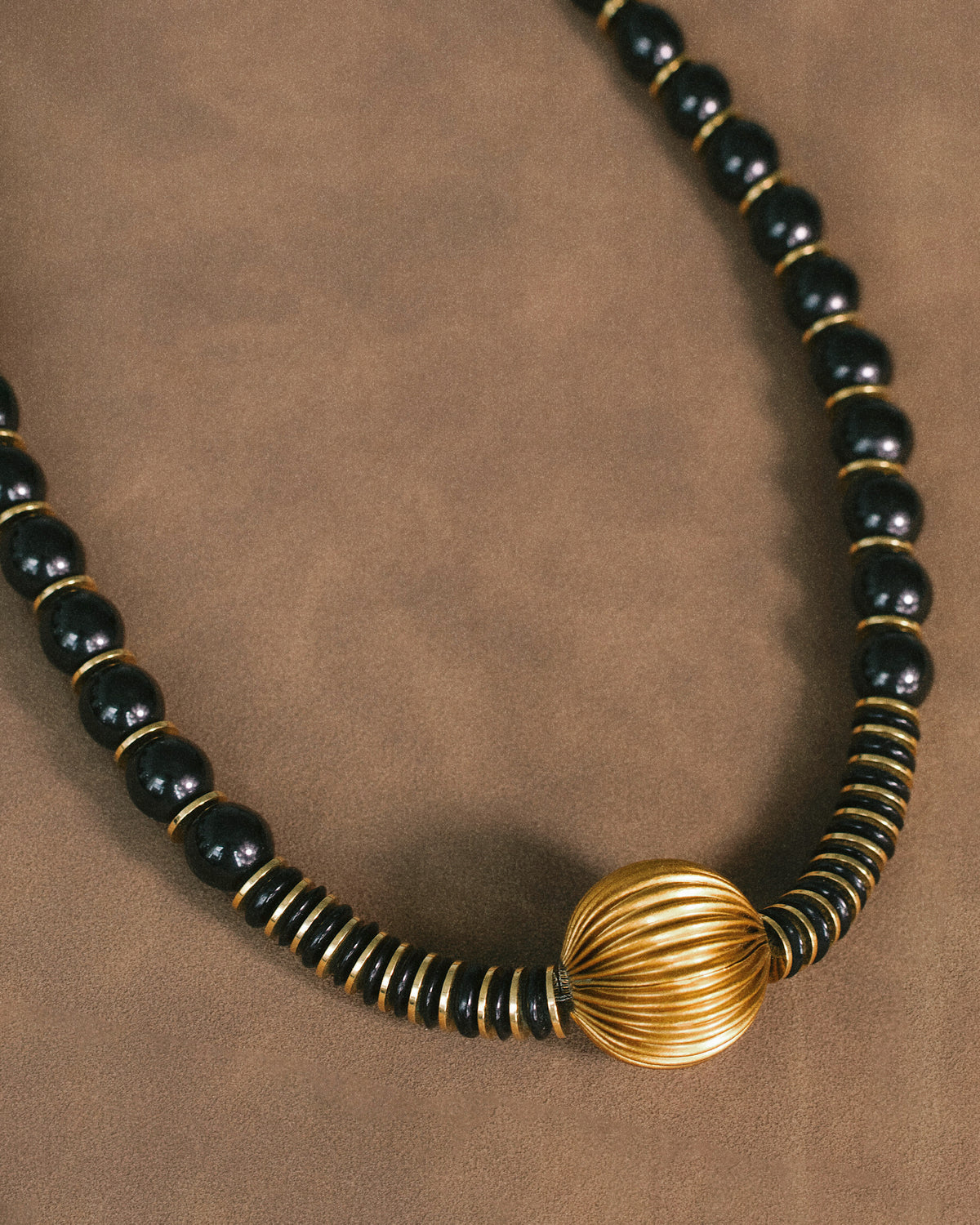 Vintage Yves Saint Laurent Rive Gauche YSL Onyx Bead Choker Necklace, 1980s