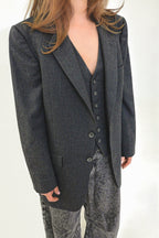 Vintage Christian Dior Gray Jacket with Vest, Early 1970s to 1980s
