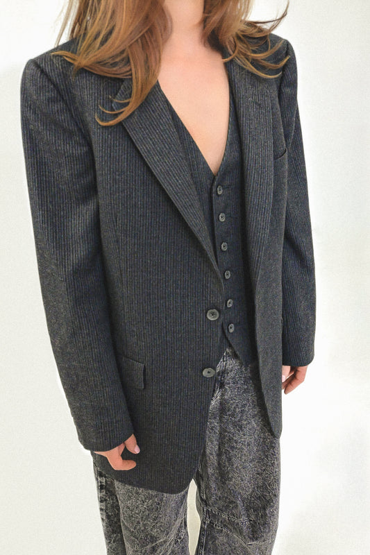 Christian Dior Gray Jacket with Vest - Circa Early 70's To 80's
