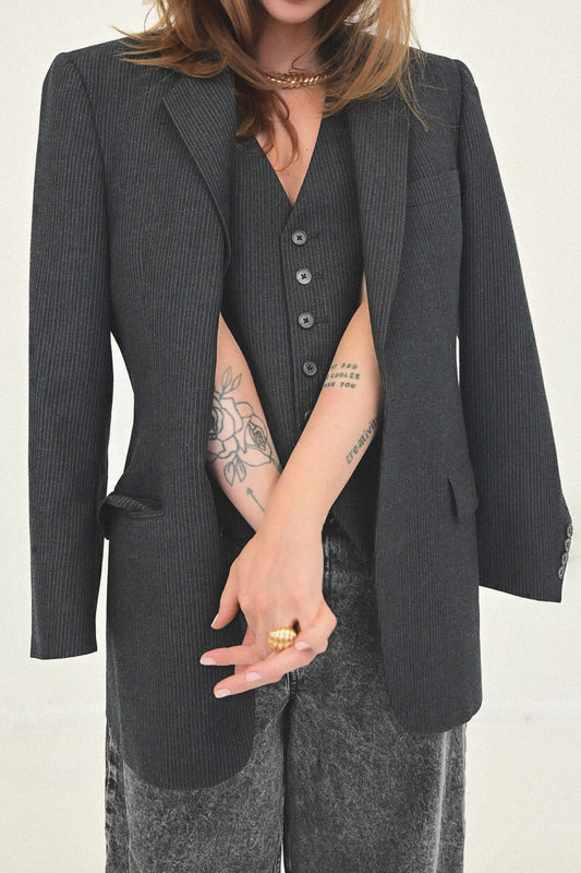 Christian Dior Gray Jacket with Vest - Circa Early 70's To 80's