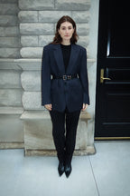 Vintage Valentino Charcoal Shadow Striped Wool Jacket, 1989