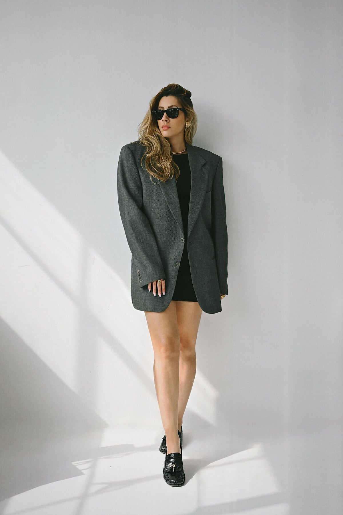 Vintage Valentino Gray Jacket, Late 1980s to Early 1990s