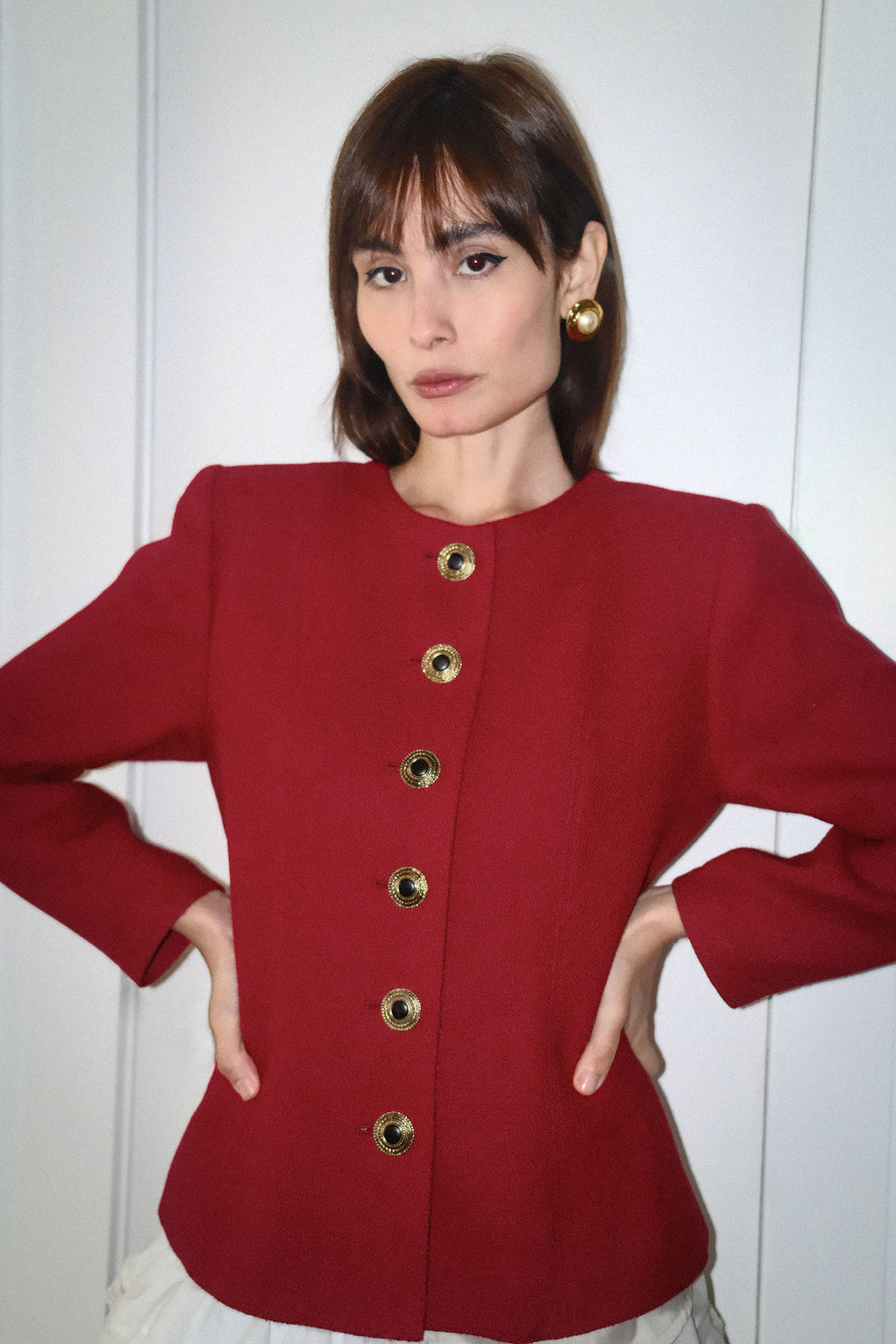 Vintage Yves Saint Laurent Rive Gauche Red Wool Jacket, FW1992 YSL