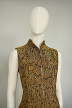 Yves Saint Laurent Variation Gold Paisley Brocade Long Vest Vintage - FW94
