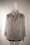 Vintage Niki Gray Fox Fur Stand Collar Jacket, 1980s
