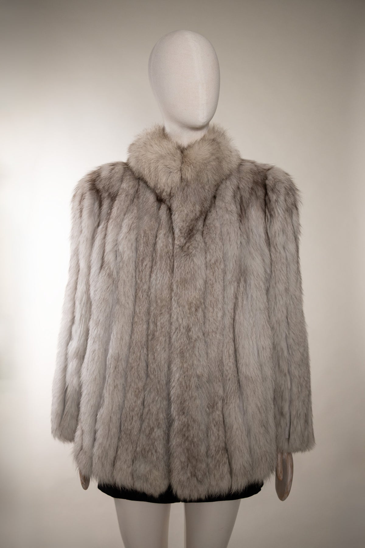 Vintage Niki Gray Fox Fur Stand Collar Jacket, 1980s