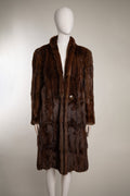 Vintage I.J. Fox Brown Single-Button Mink Fur Coat, 1980s