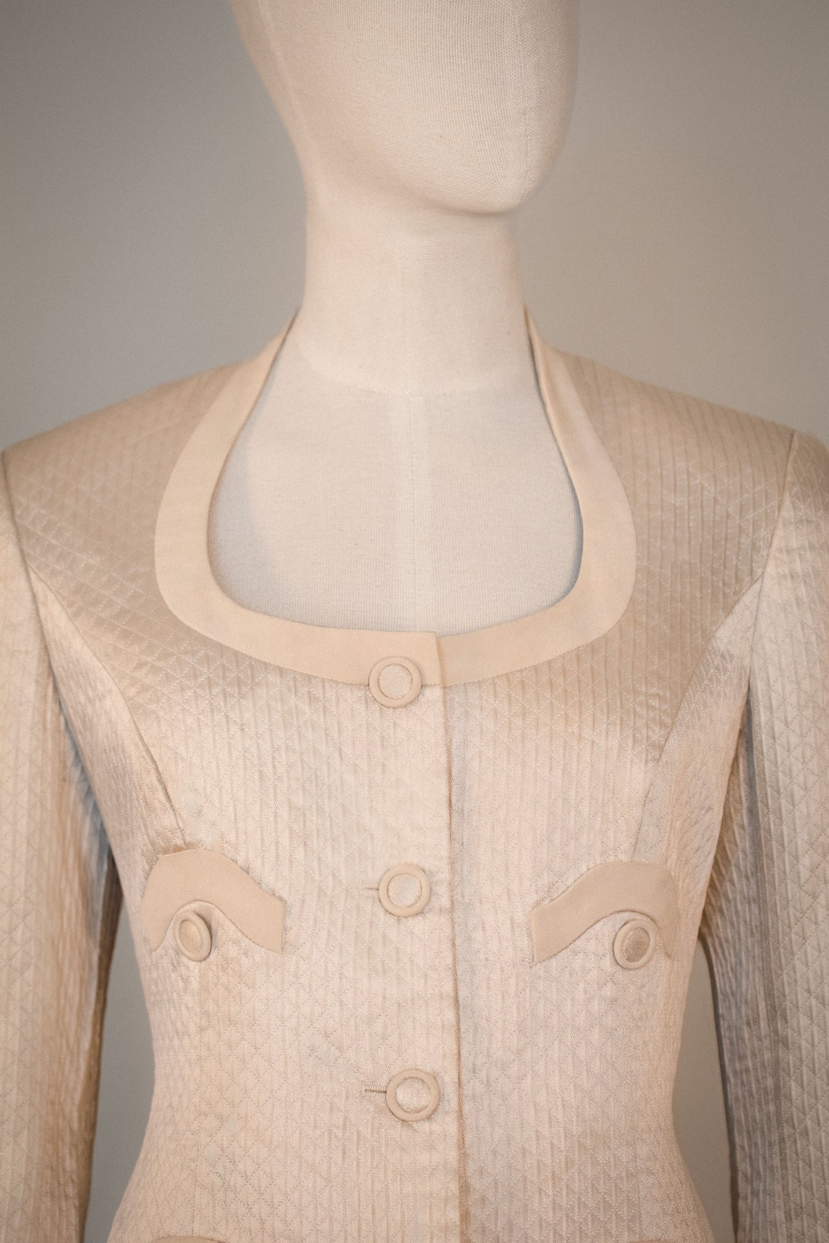 Vintage Escada Couture Ivory Jacquard Jacket, 1990s