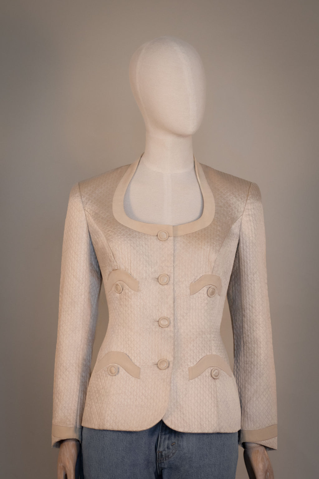 Vintage Escada Couture Ivory Jacquard Jacket, 1990s