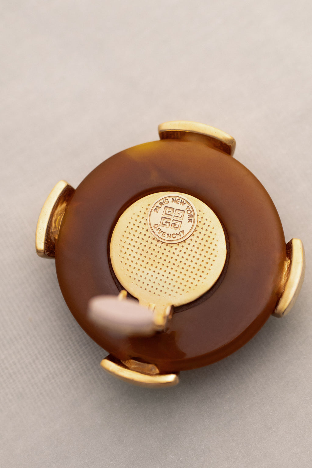 Vintage Givenchy Amber Resin Clip-On Earrings, 1980s