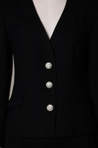 Vintage Christian Dior "The Suit" Black Wool Evening Blazer, 1980s
