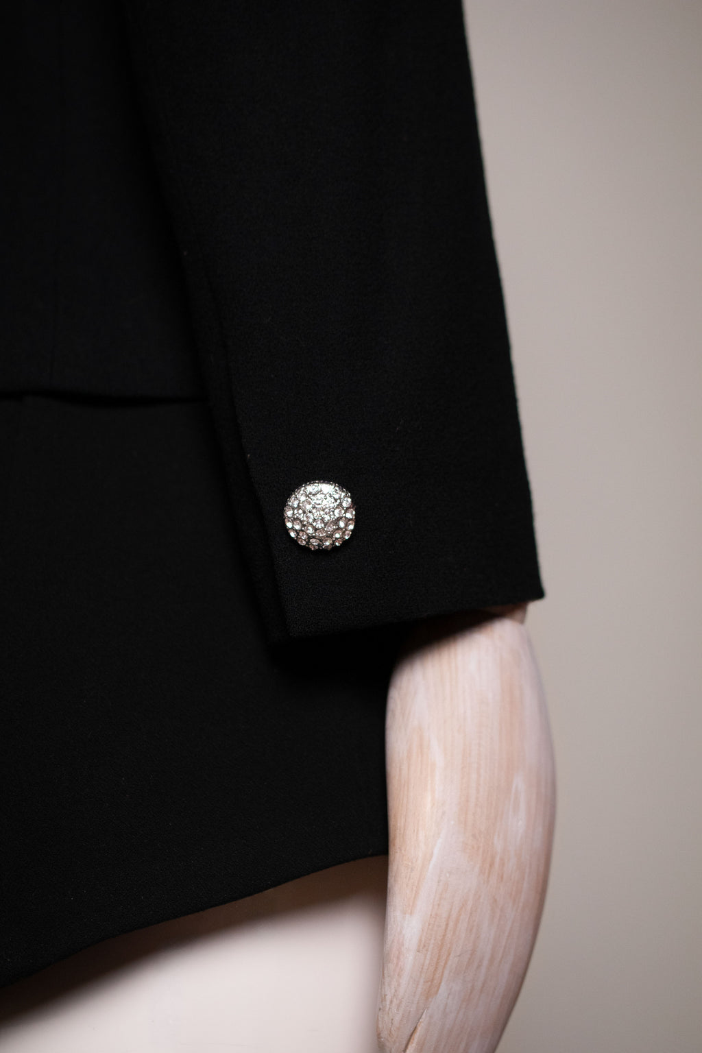 Vintage Christian Dior "The Suit" Black Wool Evening Blazer, 1980s