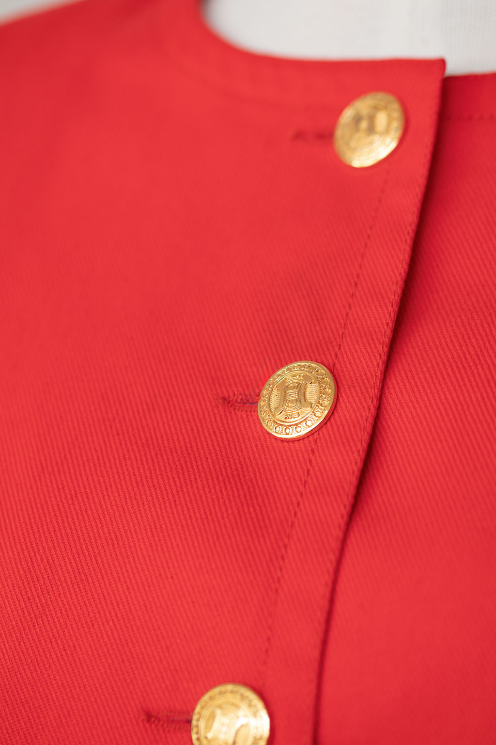 Celine Red Jacket With Triomphe Buttons, 1980s