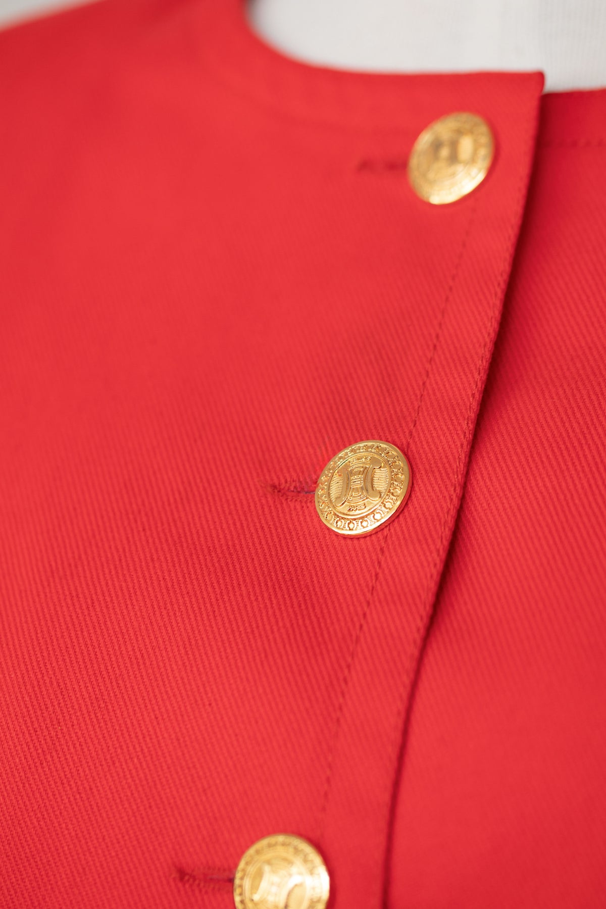 Celine Red Jacket With Triomphe Buttons, 1980s