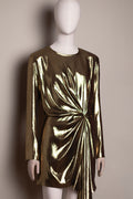 Saint Laurent by Anthony Vaccarello Gold Lamé Draped Dress, Runway Look 13, SS17