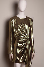 Saint Laurent by Anthony Vaccarello Gold Lamé Draped Dress, Runway Look 13, SS17