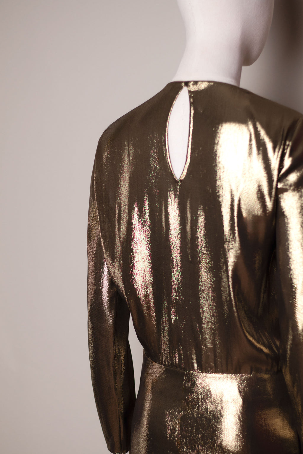 Saint Laurent by Anthony Vaccarello Gold Lamé Draped Dress, Runway Look 13, SS17