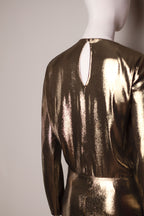 Saint Laurent by Anthony Vaccarello Gold Lamé Draped Dress, Runway Look 13, SS17