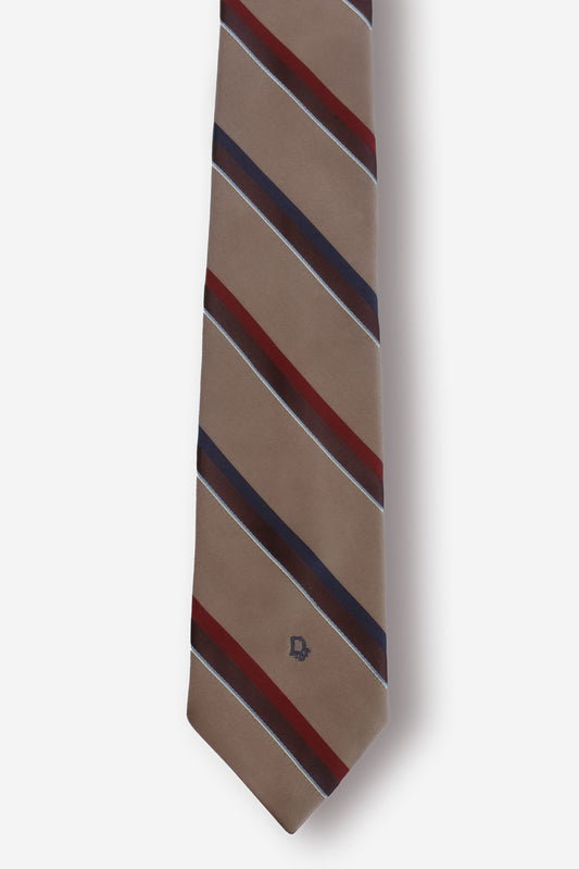 Christian Dior Stripes Taupe Tie - Circa 70s to 80s