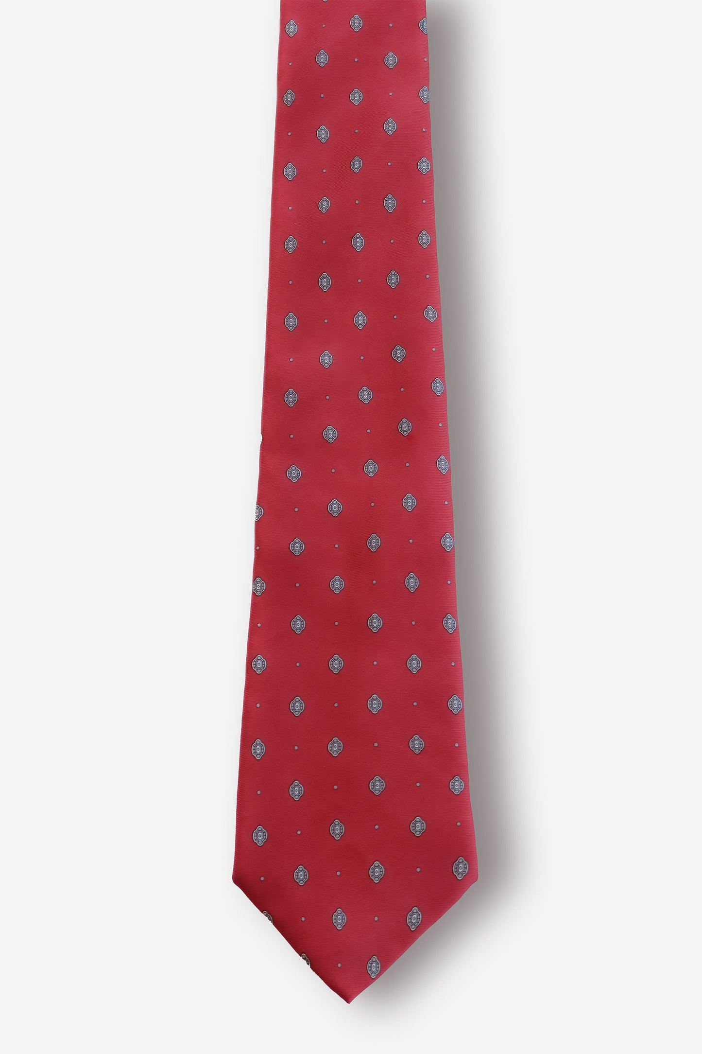 Christian Dior Medallions Red Silk Tie - Circa 80s to 90s