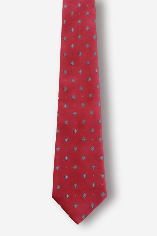 Christian Dior Medallions Red Silk Tie - Circa 80s to 90s