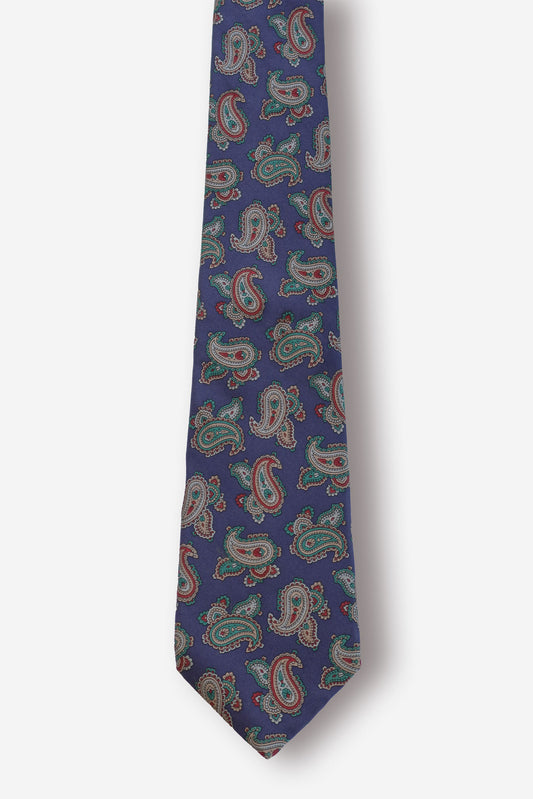Oscar De La Renta Paisley Blue Silk Tie - Circa 80s to 90s