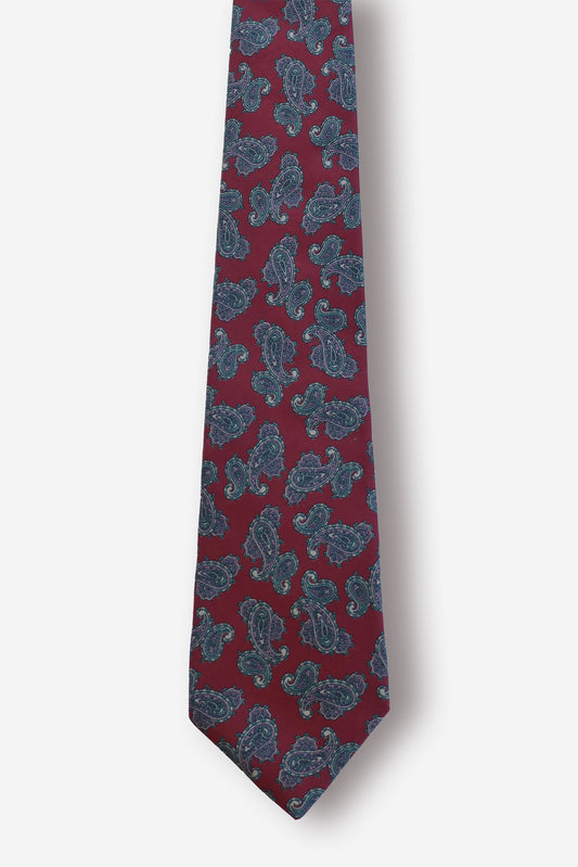 Pierre Balmain Paisley Burgundy Silk Tie - Circa 80s to 90s