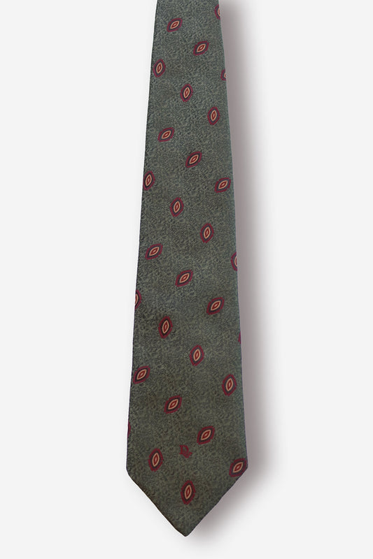 Christian Dior Diamond Olive Green Tie - Circa 80s to 90s