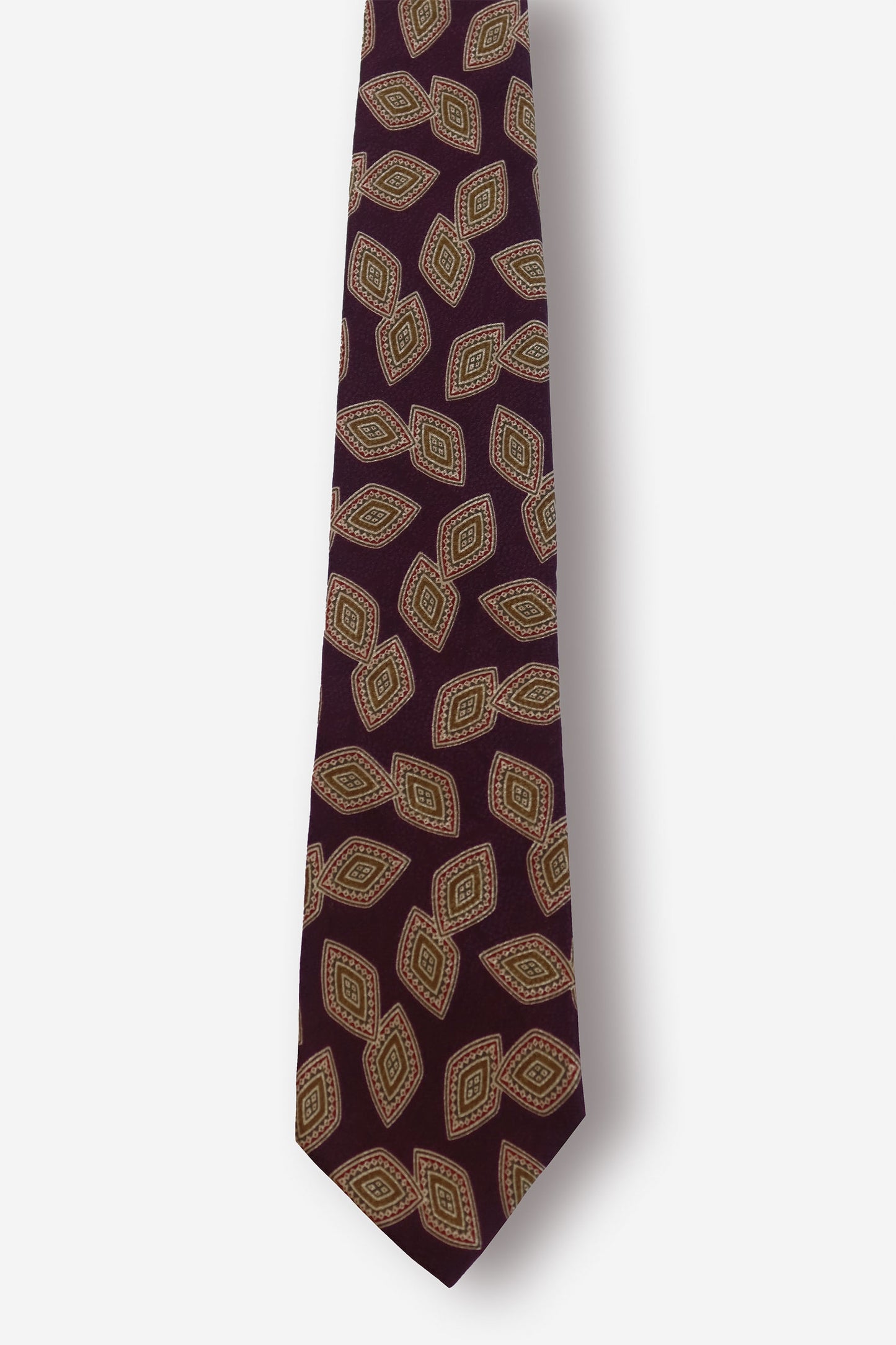 Burberry Diamond Motifs Brown Silk Tie - Circa 80s to 90s