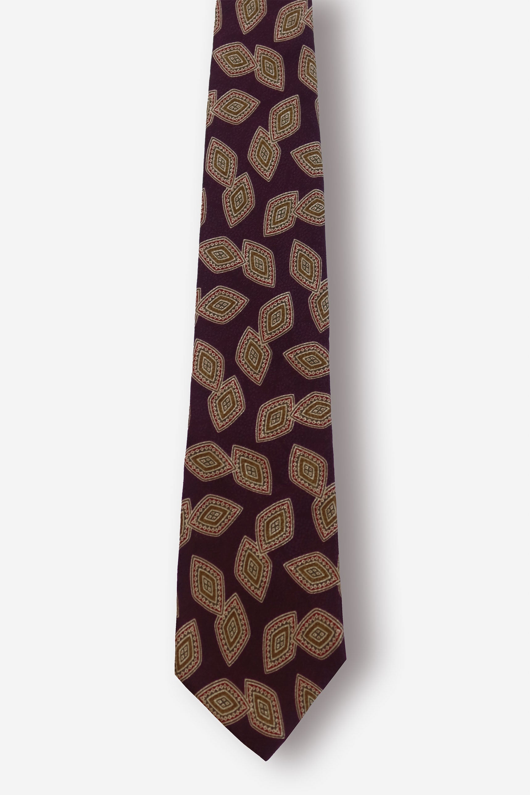 Burberry Diamond Motifs Brown Silk Tie - Circa 80s to 90s