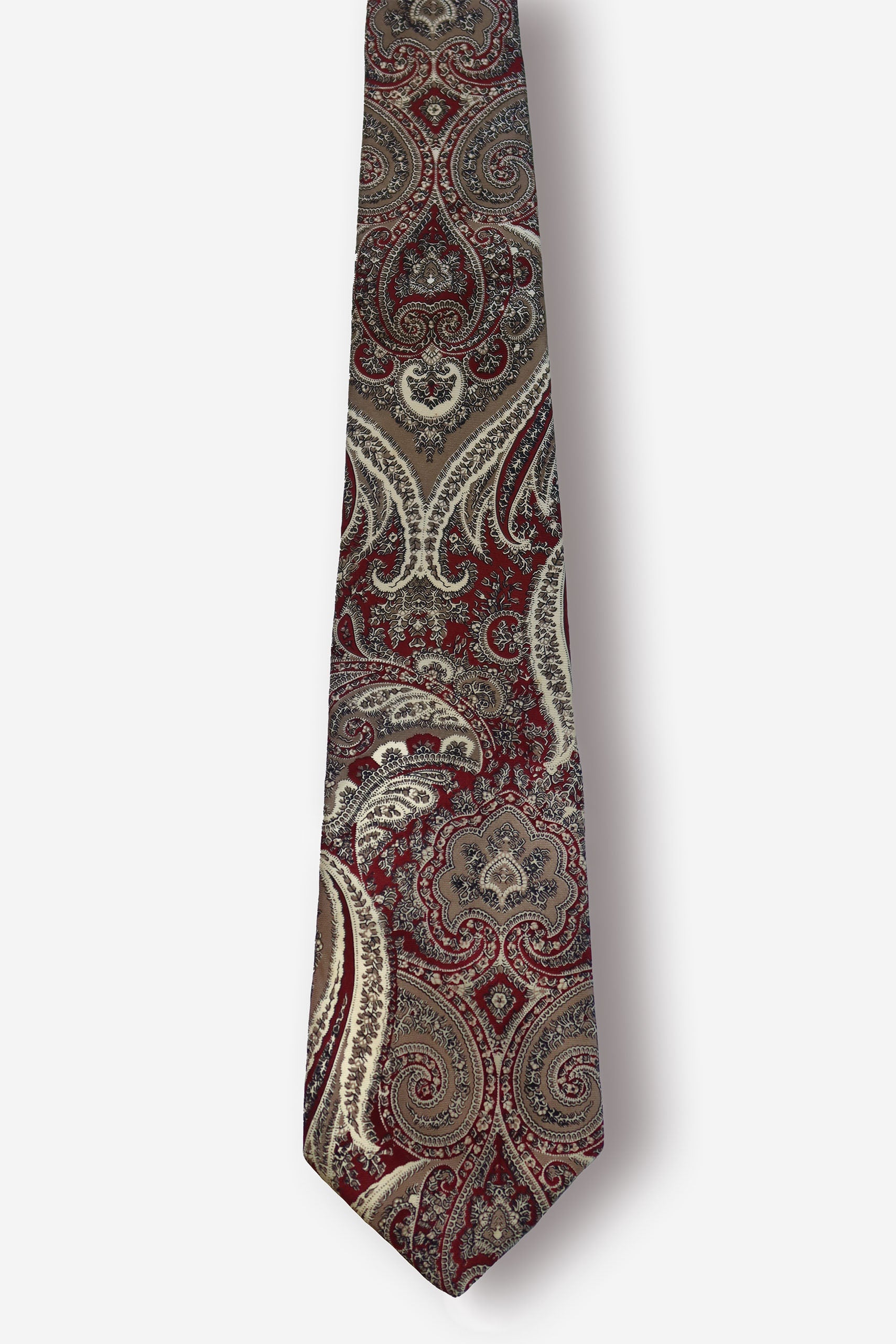 Pierre Cardin Paisley Burgundy Cream Tie - Circa 80s to 90s