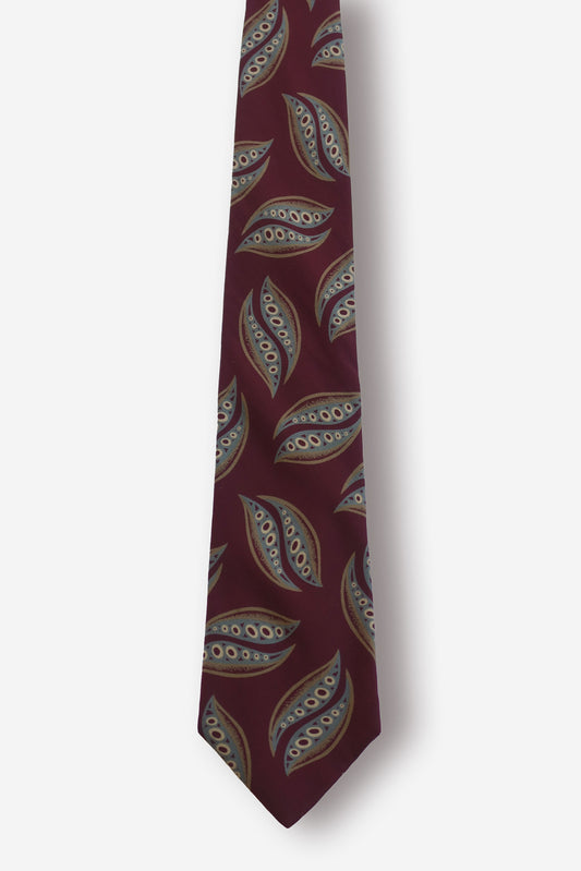 Giorgio Armani Leafs Burgundy Silk Tie - Circa 90s