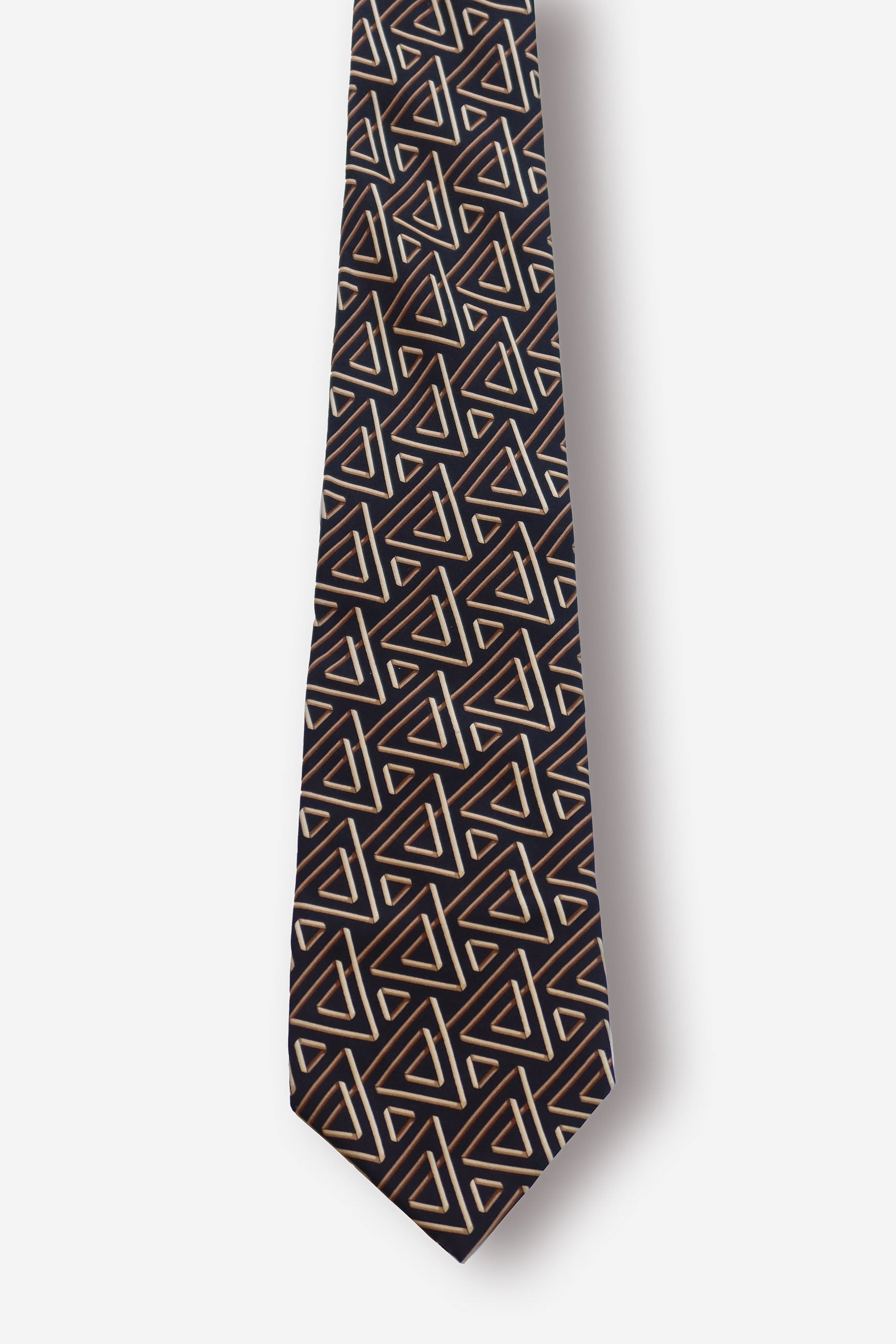 Gucci Geometric Triangle Blak Silk Tie - Circa  80s to 90s