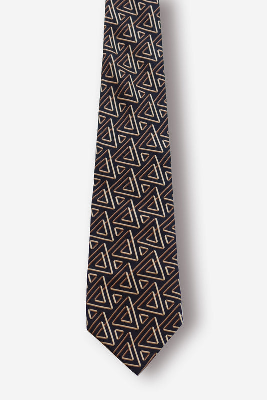 Gucci Geometric Triangle Blak Silk Tie - Circa  80s to 90s