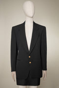 Vintage Givenchy Black Crowned Horn Button Blazer, Late 1980s to Early 1990s
