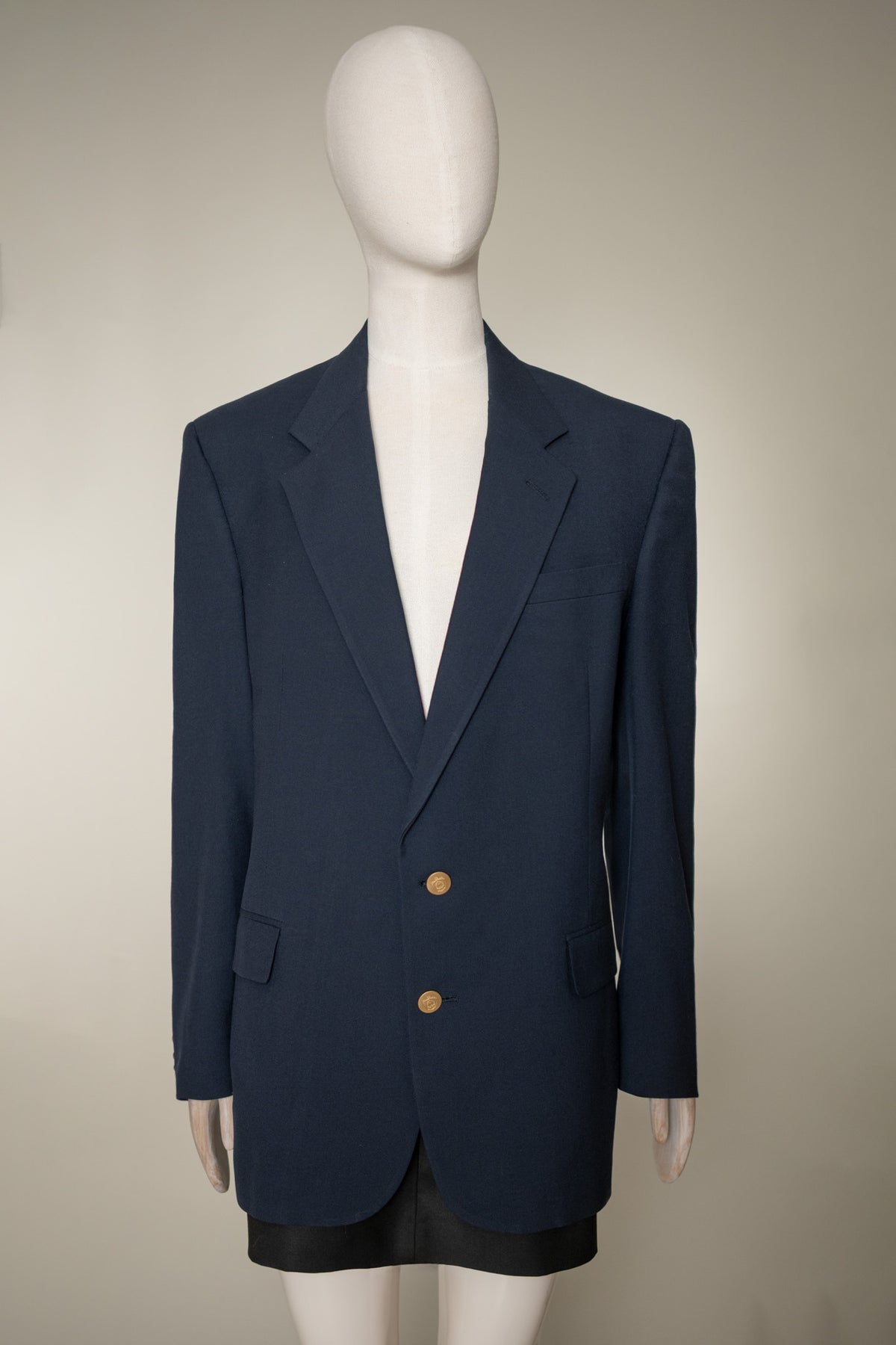 Vintage Christian Dior Navy Crest Button Blazer, 1980s to Early 1990s