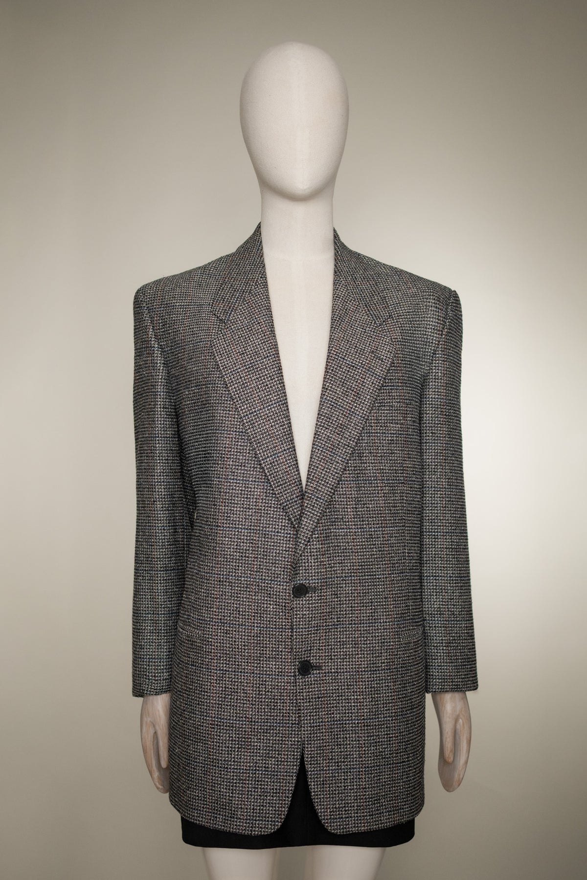 Vintage Yves Saint Laurent Gray Houndstooth Blazer, Late 1980s to Early 1990s