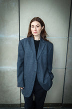 Vintage Oscar de la Renta Gray Wool Jacket, Late 1990s to Early 2000s