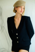 Vintage Christian Dior "The Suit" Black Wool Evening Blazer, 1980s