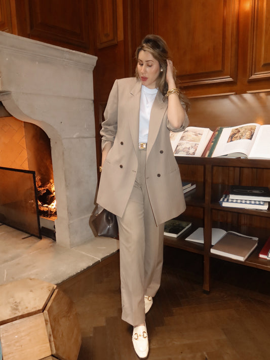 Pierre Cardin Beige Double Breasted Suit - Circa Late 80'S To Early 90'S