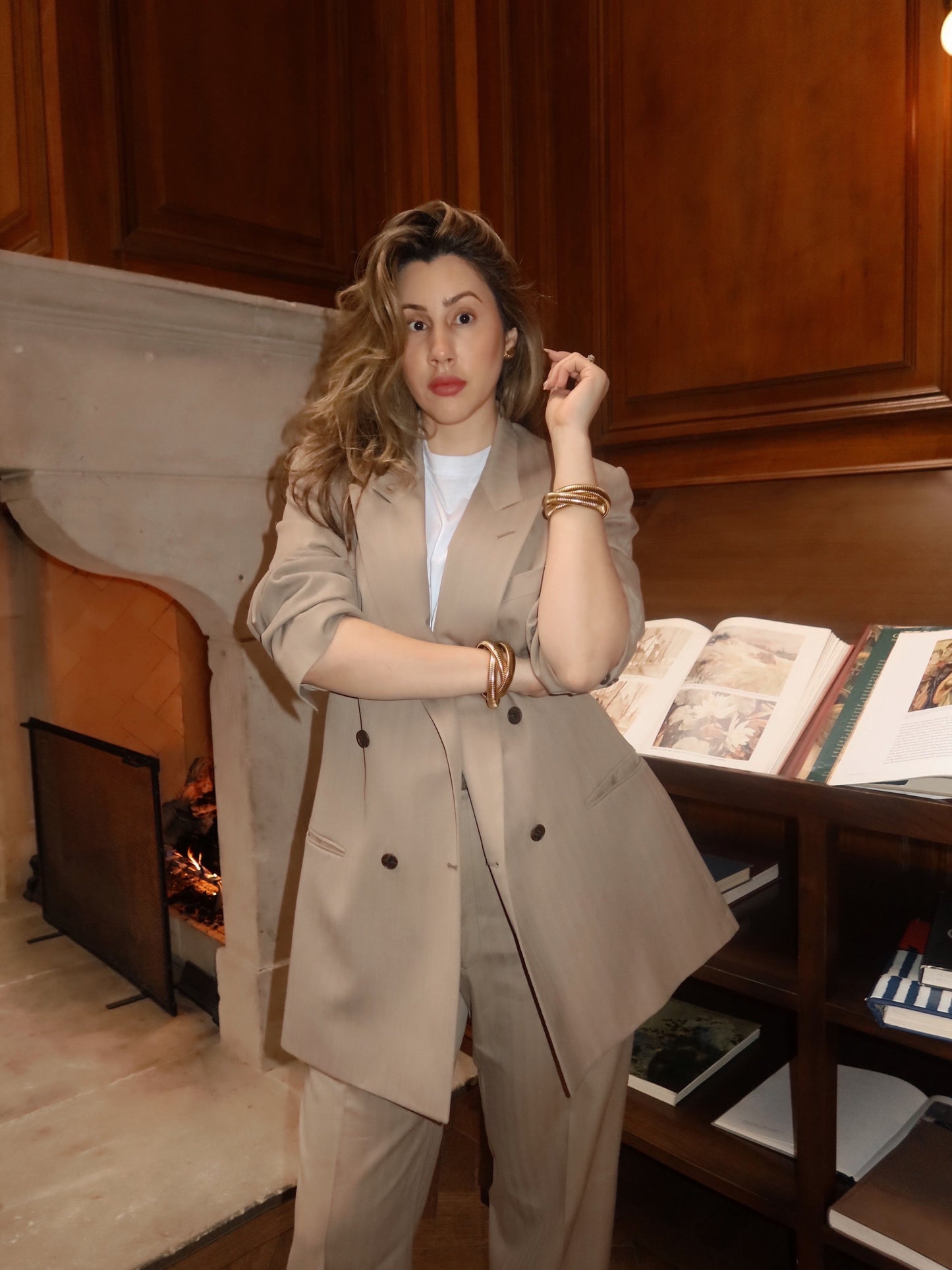 Pierre Cardin Beige Double Breasted Suit - Circa Late 80'S To Early 90'S