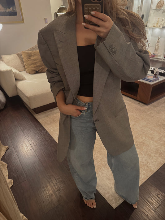 Valentino Gray Houndstooth Wool Jacket - Circa Early 90's