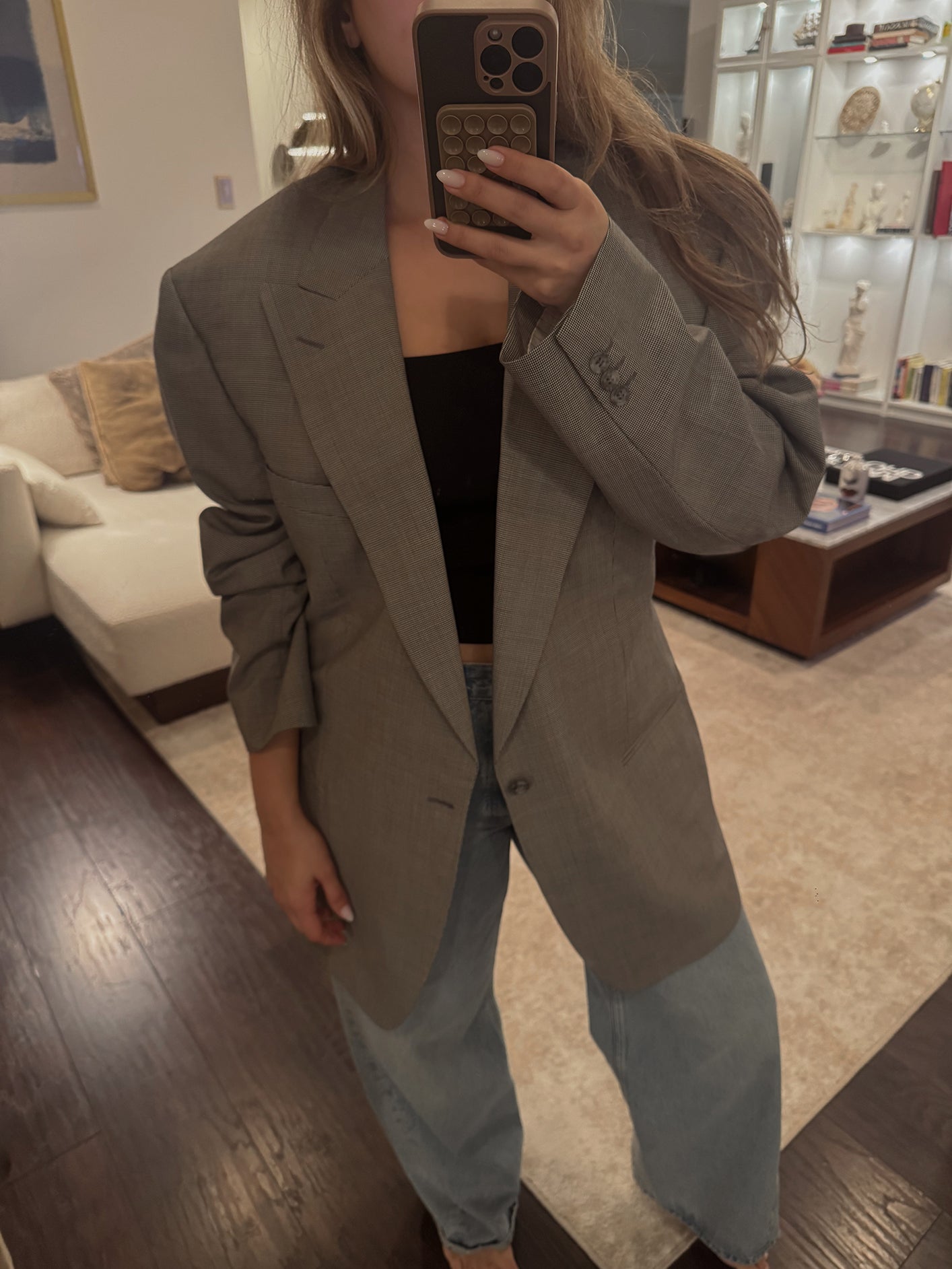 Valentino Gray Houndstooth Wool Jacket - Circa Early 90's