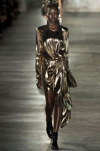 Saint Laurent by Anthony Vaccarello Gold Lamé Draped Dress, Runway Look 13, SS17